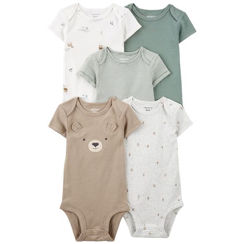 Set de 5 mamelucos multicolor con estampado para bebé niño