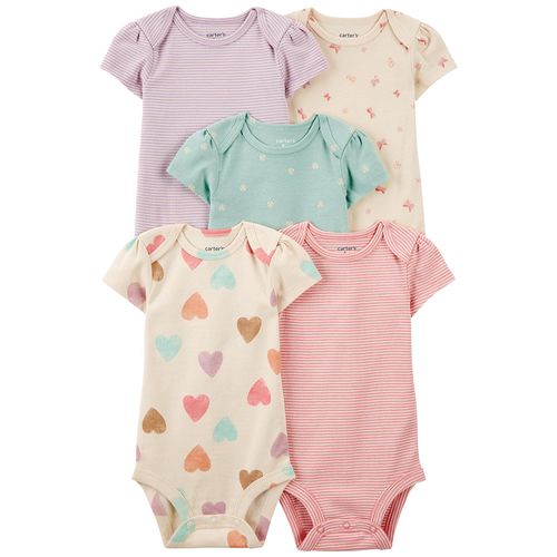 Set de 5 mamelucos multicolor con estampado para bebé niña