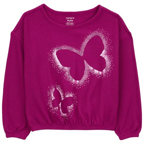 Blusa rosada con estampado de mariposas para niña