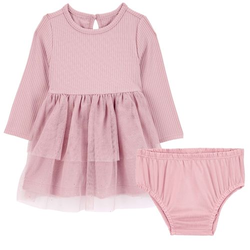 Vestido rosado sólido para bebé niña