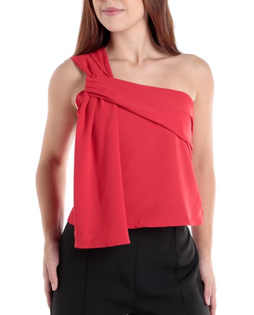 Blusa Unexpected casual roja de un tirante para mujer