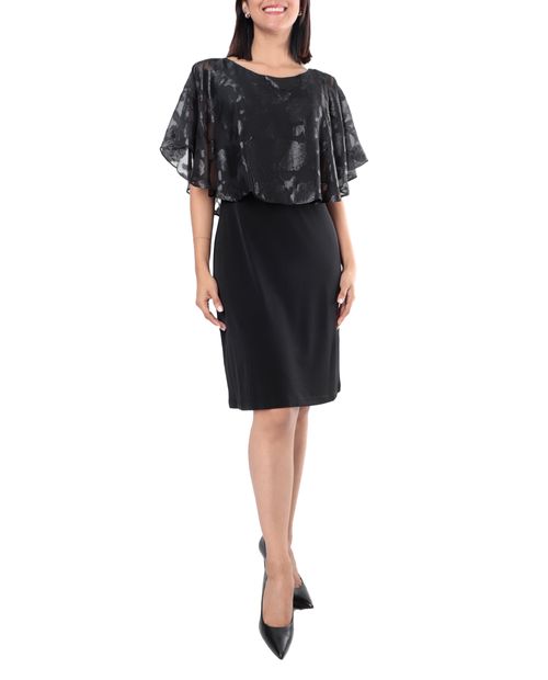 Vestido Connected Apparel formal negro manga corta para mujer