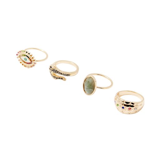 Set de 4 anillos dorados para mujer