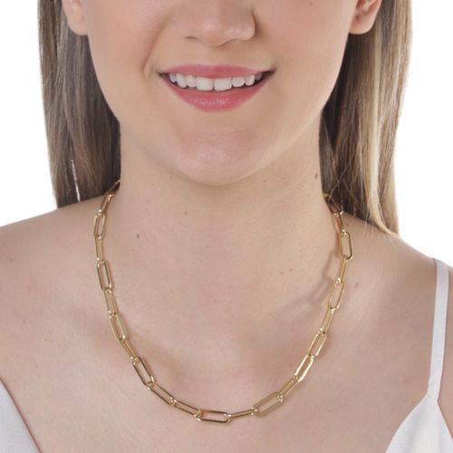 Cadena con dije de brass en baño de oro 2mm-16" para mujer