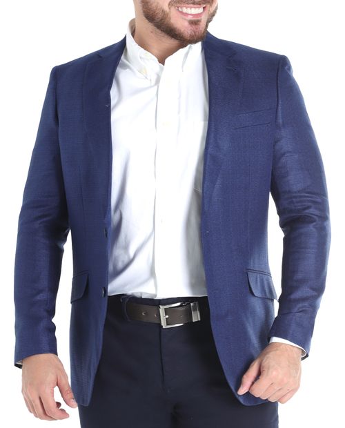 Blazer Zanetti Orange modern fit azul heather texturizado para hombre