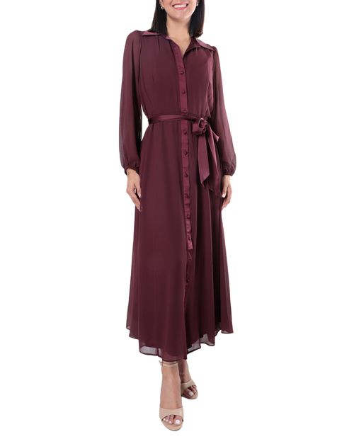 Vestido Sandra Darren shirt dress morado mangas largas para mujer