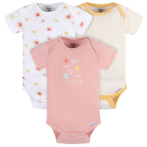 Set de 3 mamelucos multicolor con estampado de soles para bebé niña