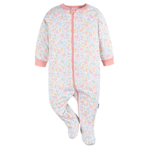 Pijama bicolor con estampado de flores para bebé niña