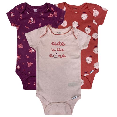 Set de 3 mamelucos multicolor con estampado de flores para bebé niña