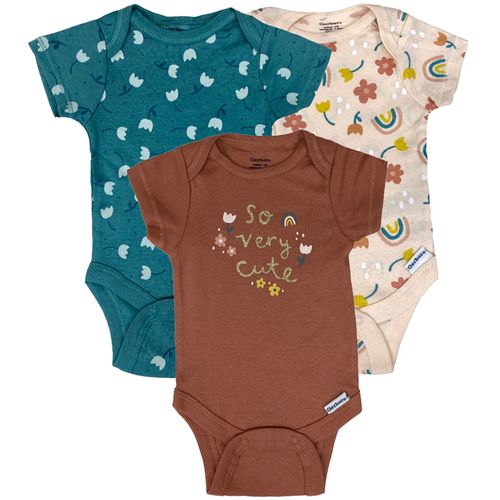 Set de 3 mamelucos multicolor con estampado de flores para bebé niña