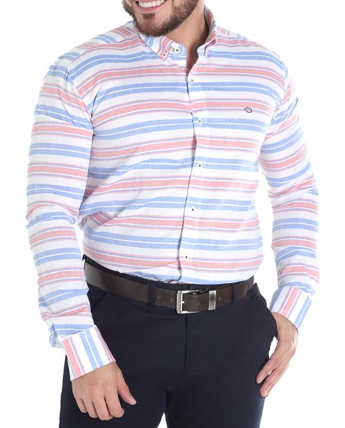 Camisa casual Oscar de la Renta tailored fit multicolor rayada para hombre