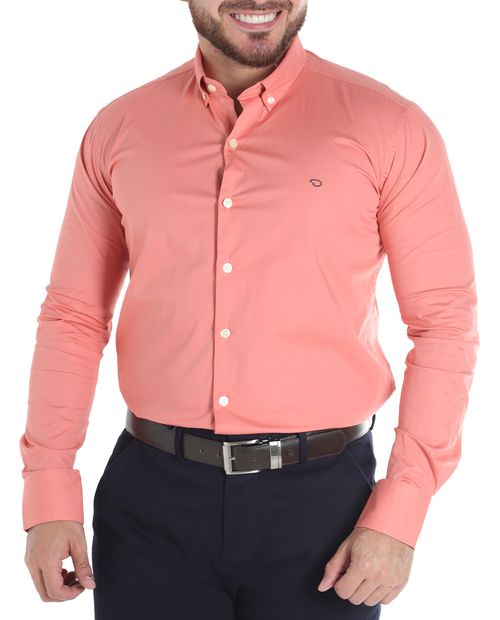 Camisa casual Oscar de la Renta coral sólida para hombre