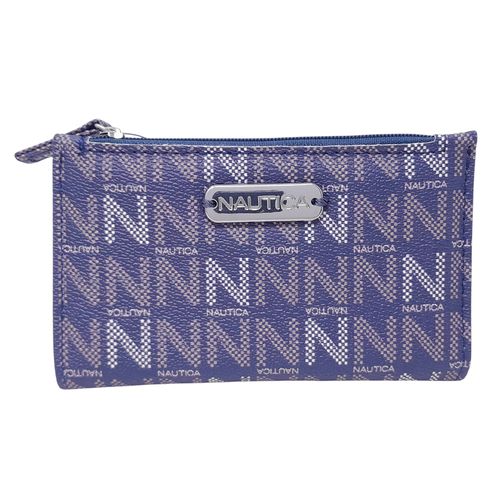 Billetera zip around Nautica color azul para mujer