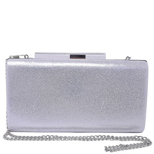 Cartera clutch Sasha color plateado para mujer