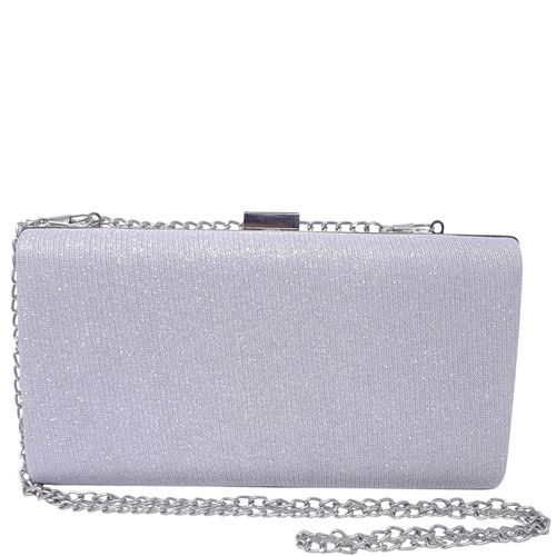 Cartera clutch Sasha color plateado para mujer