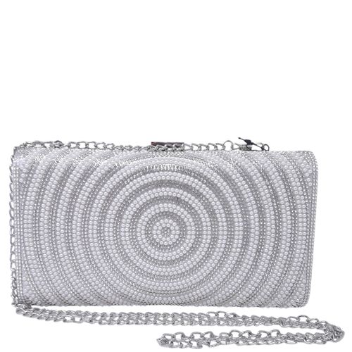 Cartera clutch Sasha color plateado para mujer