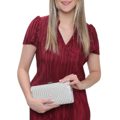 Cartera clutch Sasha color plateado para mujer