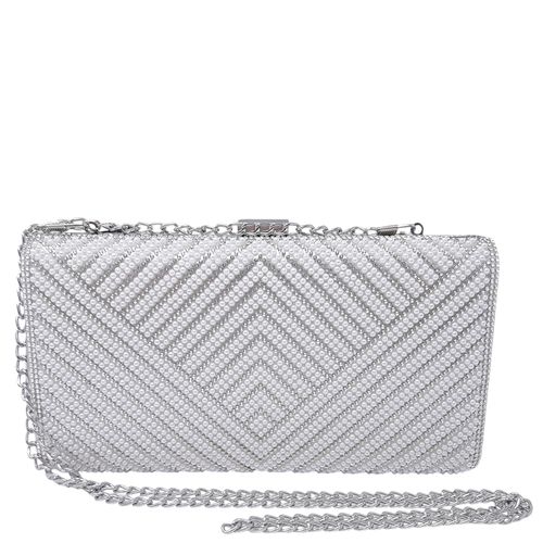 Cartera clutch Sasha color plateado para mujer