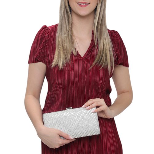 Cartera clutch Sasha color plateado para mujer