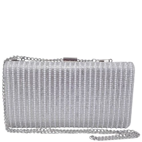 Cartera clutch Sasha color plateado para mujer