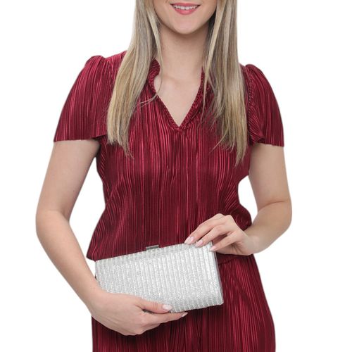 Cartera clutch Sasha color plateado para mujer