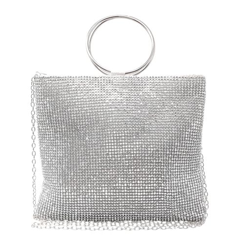 Cartera clutch Sasha color plateado para mujer