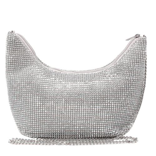 Cartera clutch Sasha color plateado para mujer