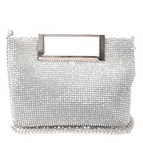 Cartera clutch Sasha color plateado para mujer