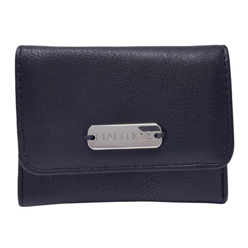Billetera flap Nautica color negro para mujer