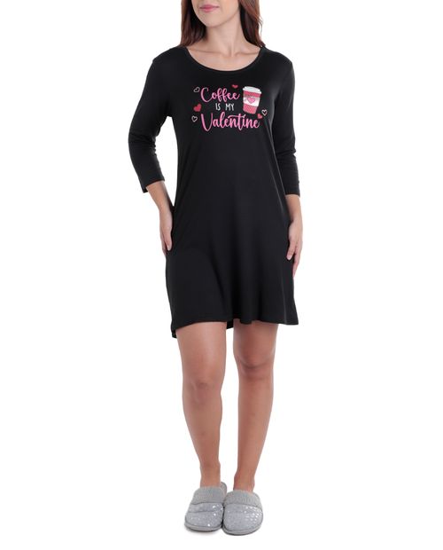 Camisón Rampage negro de mangas 3/4 para mujer