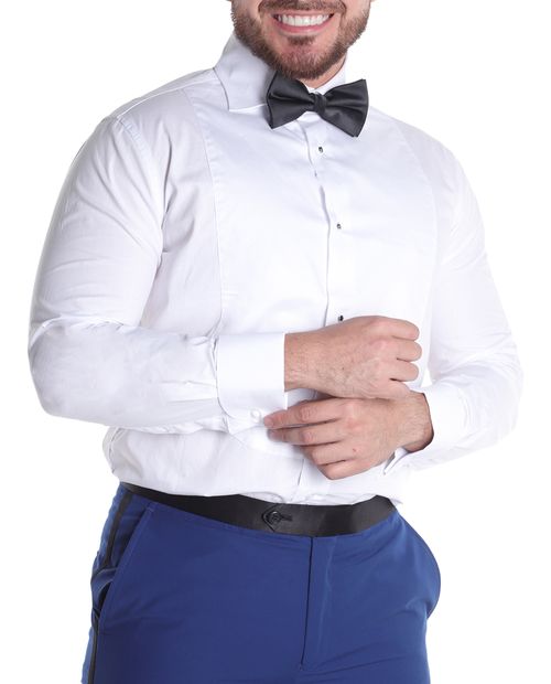 Camisa para smoking Zanetti Blue blanca sólida para hombre
