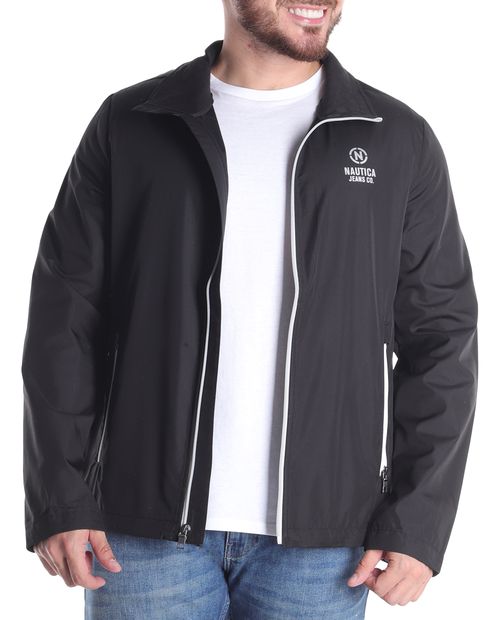 Chaqueta impermeable Nautica Jeans Co. negra sólida para hombre