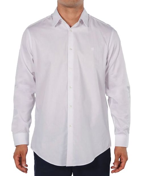 Camisa de vestir Calvin Klein slim fit blanca sólida para hombre