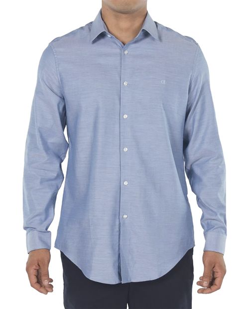 Camisa de vestir Calvin Klein slim fit celeste heather para hombre