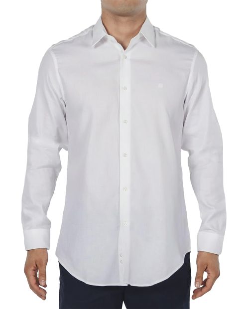 Camisa de vestir Calvin Klein slim fit blanca sólida para hombre