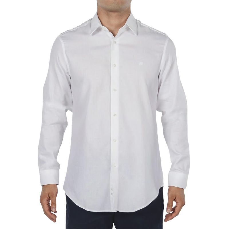 Camisa de vestir Calvin Klein slim fit blanca sólida para hombre