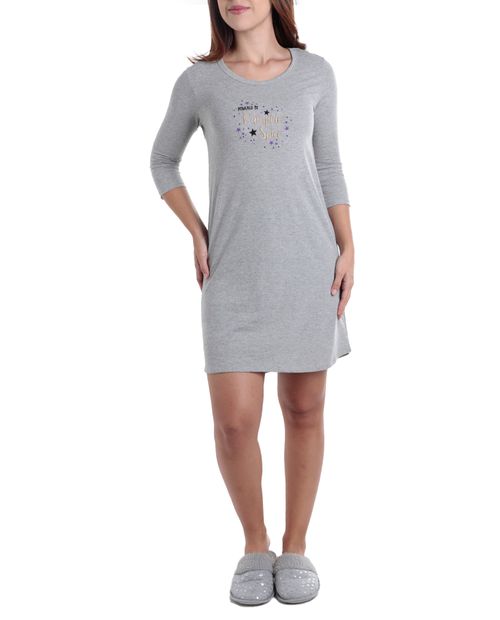 Camisón Rampage gris de mangas 3/4 para mujer
