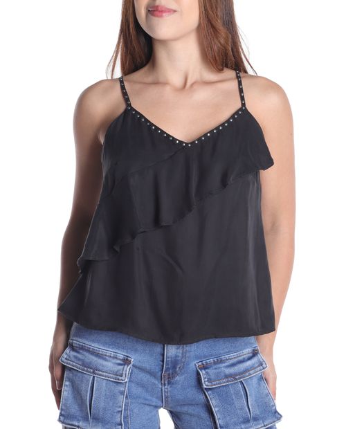 Blusa Unexpected casual negra de tirantes para mujer