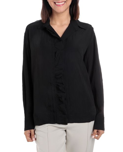 Blusa Nicolle camisera negra manga larga para mujer