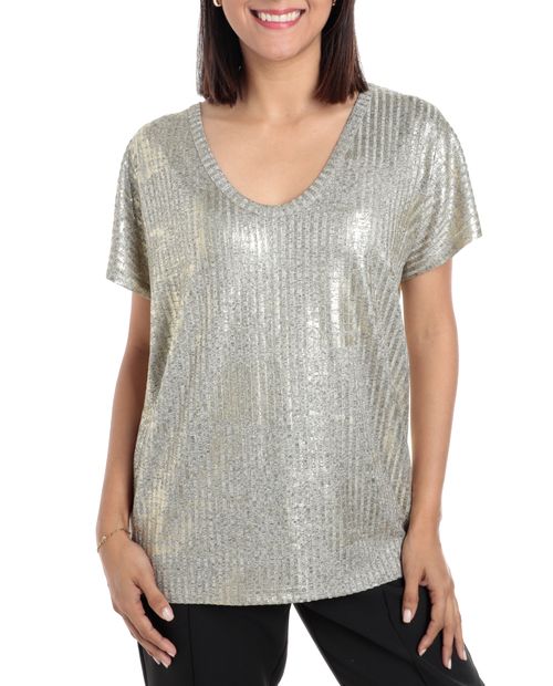 Blusa Nicolle casual dorada manga corta para mujer