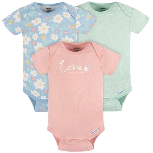 Set de 3 mamelucos multicolor con estampado de flores para bebé niña