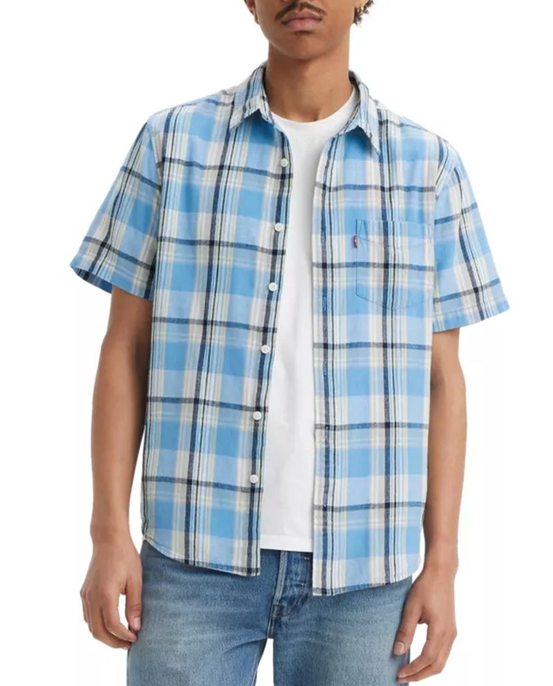 104791109-Camisa-casual-Levi-s-regular-fit-celeste-cuadriculada-para-hombre
