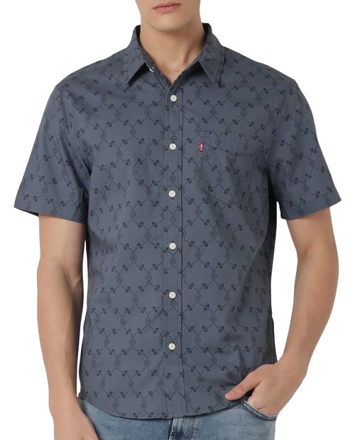 Camisa casual Levi's regular fit azul oscuro con estampado moderno para hombre
