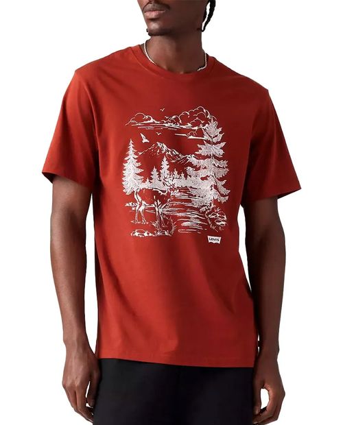 Camiseta Levi's relaxed fit roja con estampado de pinos para hombre