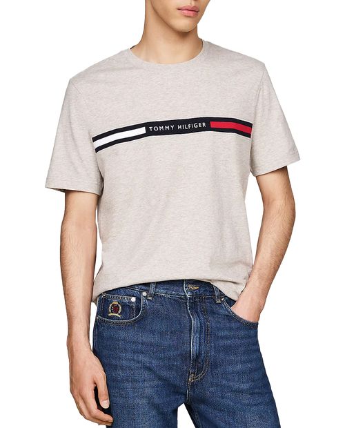 Camiseta casual Tommy Hilfiger regular fit beige heather para hombre