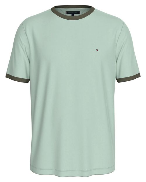 Camiseta casual Tommy Hilfiger regular fit verde menta ringer para hombre