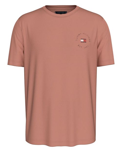 Camiseta casual Tommy Hilfiger rosada con logo circular para hombre