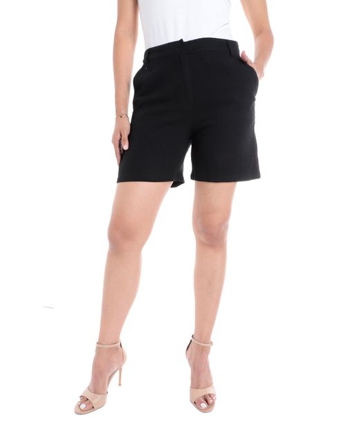 Short Sabrina casual negro de cintura alta para mujer