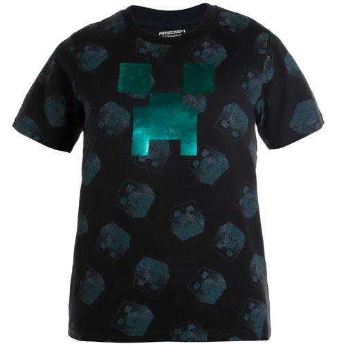 Camiseta negra con estampado de minecraft para niño