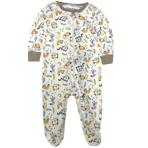 Pijama blanca con estampado de animalitos para bebé niño